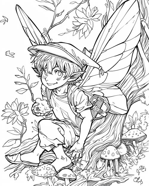 folklore coloring page of Robin Goodfellow