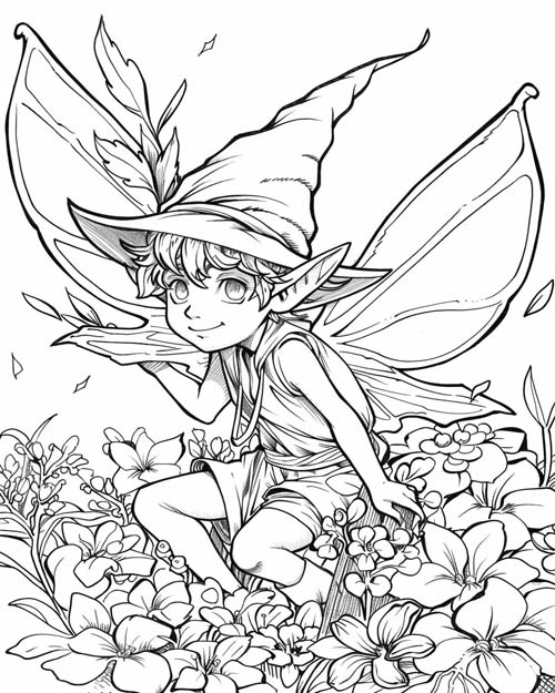 folklore coloring page of Robin Goodfellow