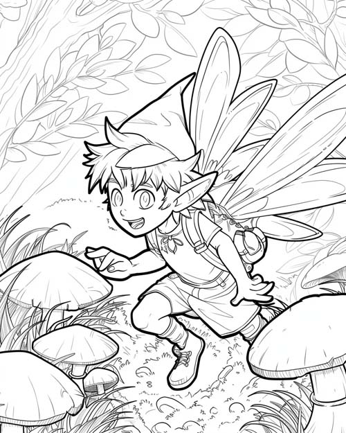 folklore coloring page of Robin Goodfellow