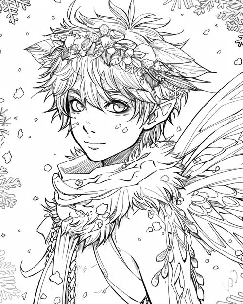 folklore coloring page of Puck in the snow