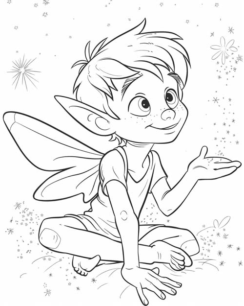 folklore coloring page of Puck and sparkles