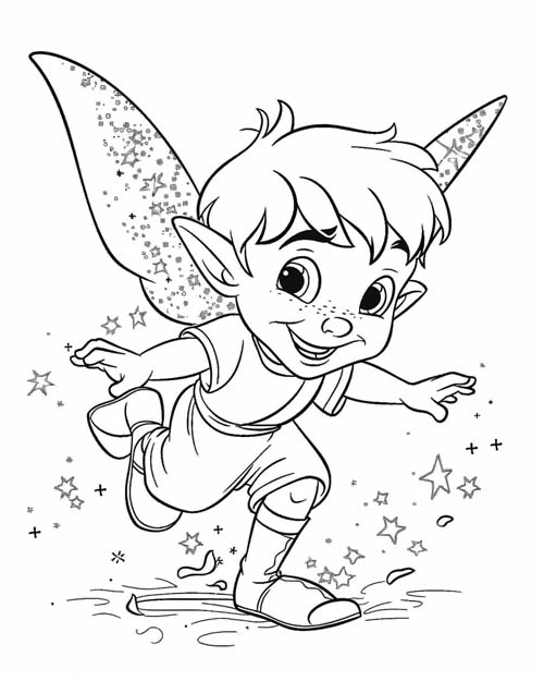 folklore coloring page of Puck and the stars