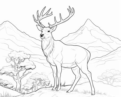 Red Deer Stag coloring page