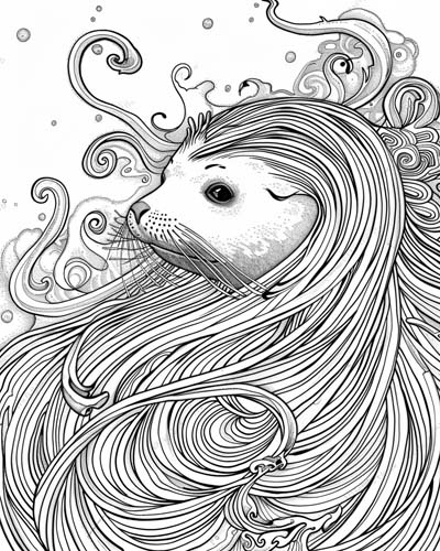 Celtic selkie coloring page