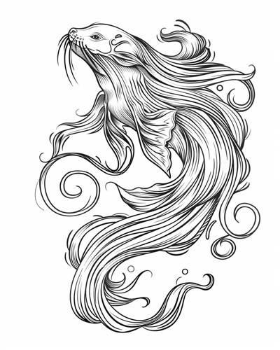 Celtic selkie coloring page