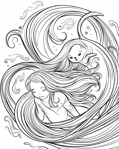 Celtic selkie coloring page