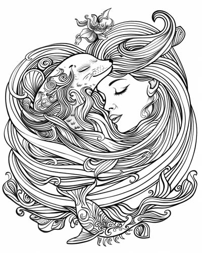 Celtic selkie coloring page
