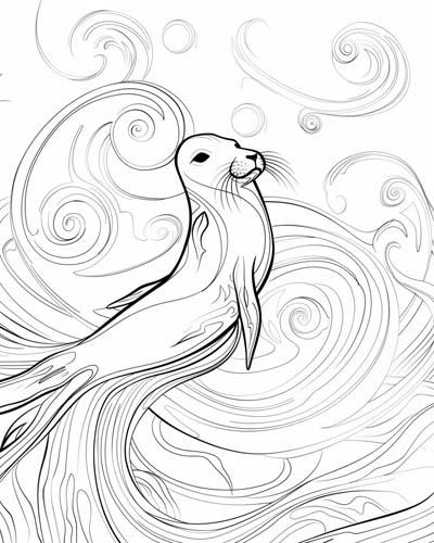 Celtic selkie coloring page