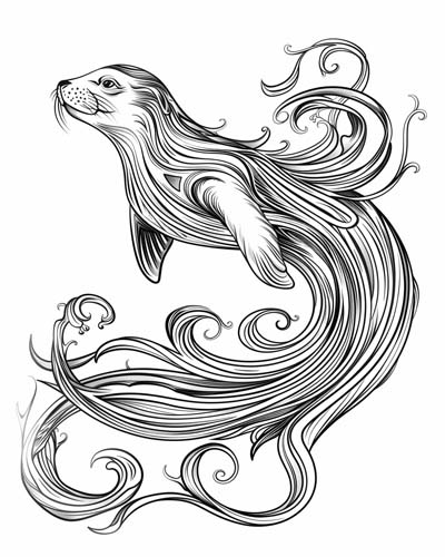 Celtic selkie coloring page