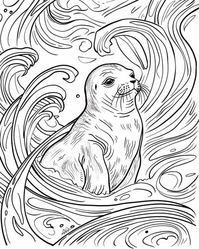 Celtic selkie coloring page