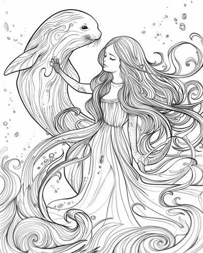 Celtic selkie coloring page