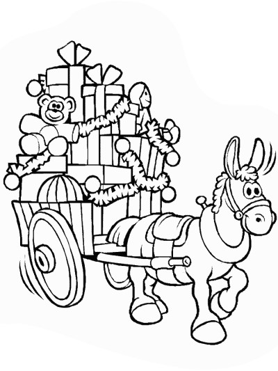 Load of Christmas gifts coloring page