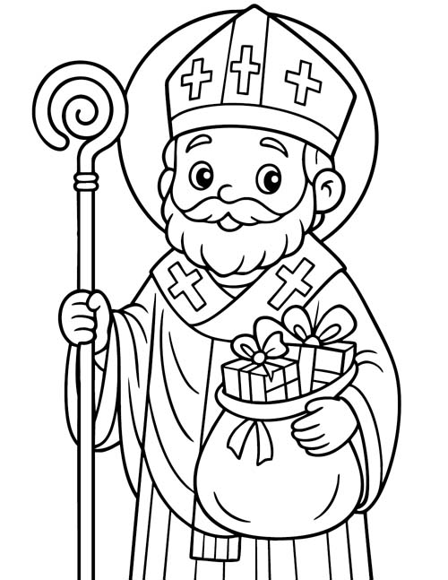 preschool coloring page of St. Nicholas