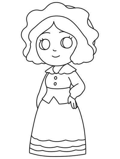 Simple coloring page of Fanny from A Christmas Carol.