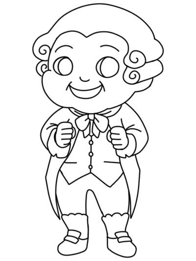 Simple coloring page of Fezziwig from A Christmas Carol.