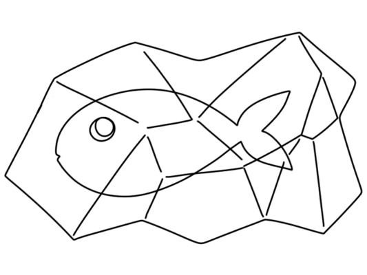 simple coloring page of a frozen fish