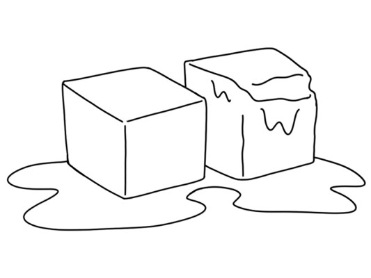 simple coloring page of two cubes of ice
