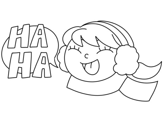 coloring page of a girl laughing
