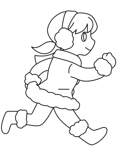 coloring page of a girl running