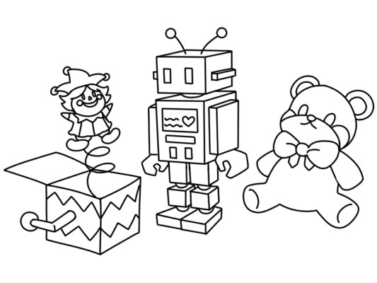 simple coloring page of toys