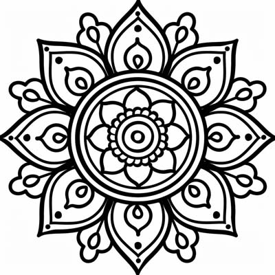 coloring page of a rangoli design