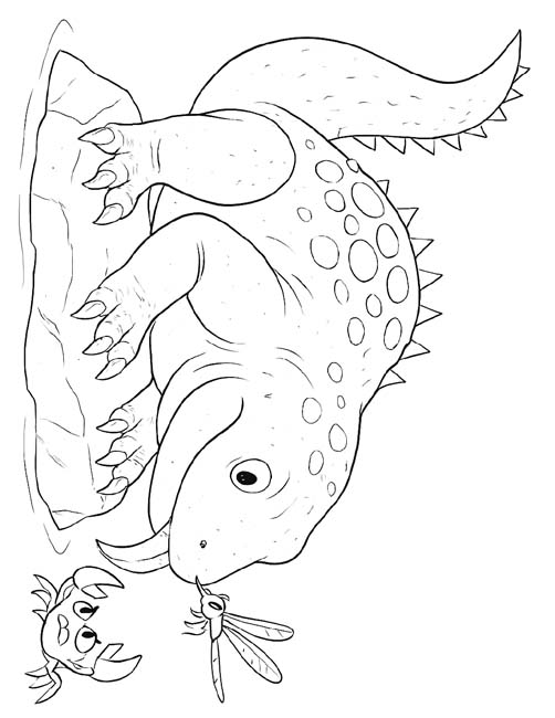 coloring page of Doug with a crab