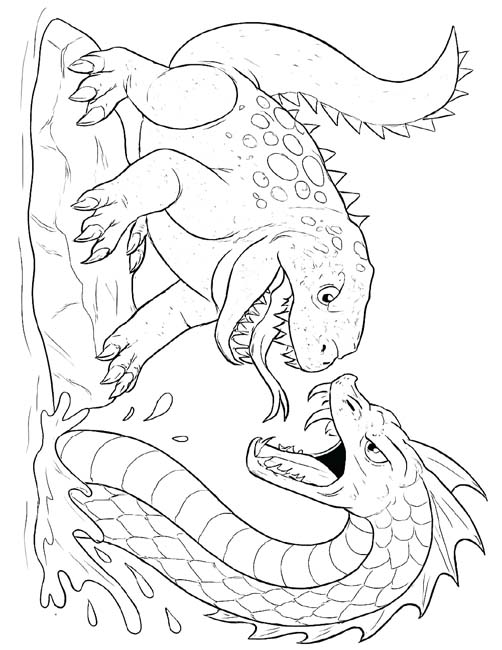 coloring page of Doug battling Manda