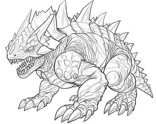 Kaiju coloring page | Shimo