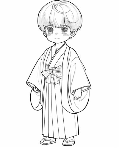 coloring page of a kimono