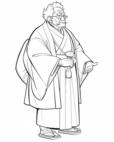 coloring page of a kimono