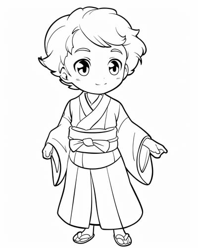 coloring page of a kimono