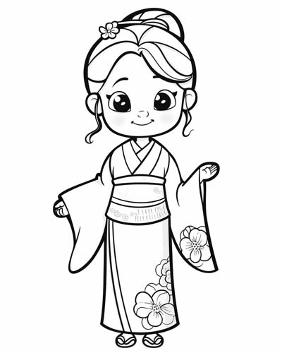 coloring page of a kimono