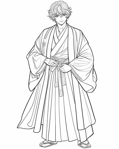 coloring page of a kimono