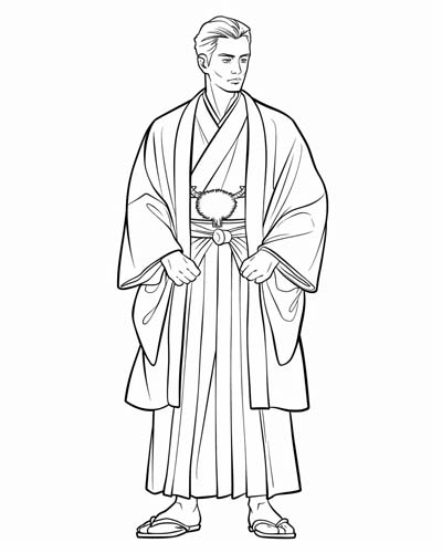 coloring page of a kimono