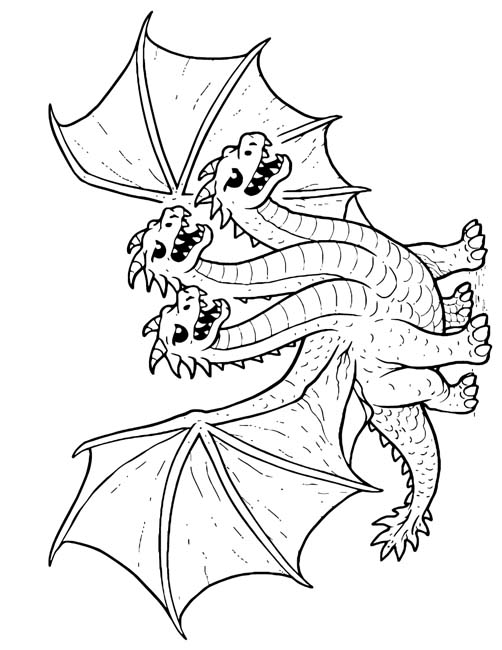 kaiju coloring page | King Ghidorah