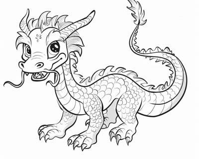coloring page of a Japanese dragon