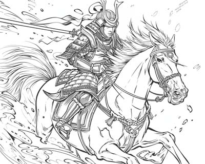 coloring page of a Samurai