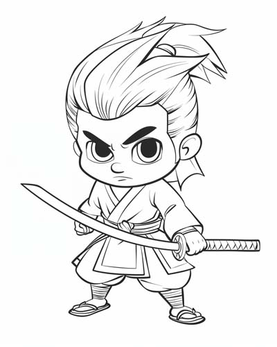 coloring page of a Samurai