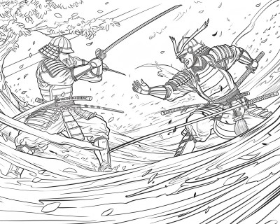 Shogun battle coloring page