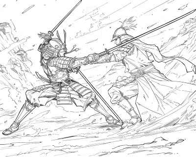 Shogun battle coloring page