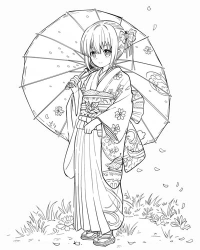 coloring page of a wagasa