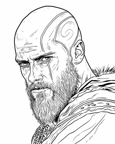 coloring page of Floki, Ragnar's best friend