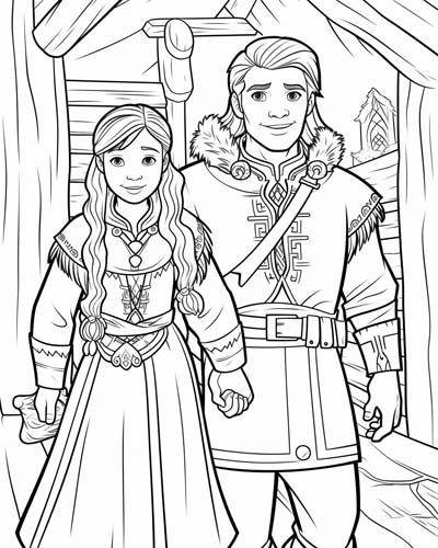 coloring page of Ragnar and Lagertha