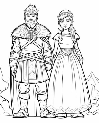 coloring page of Ragnar and Lagertha