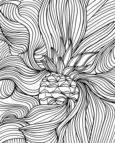 coloring page of Pina transforming into a pineapple