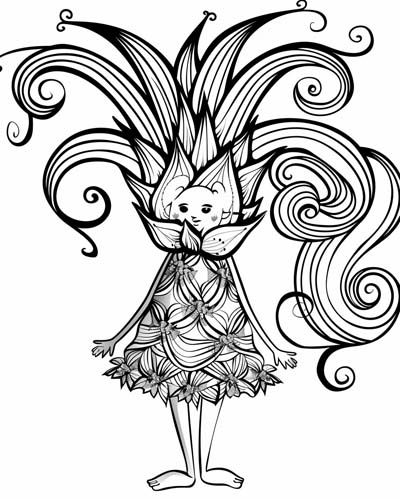 coloring page of Pina transforming into a pineapple