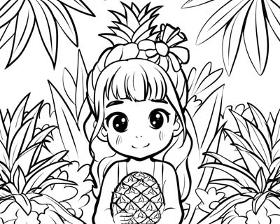 coloring page of a Pina transforming into a pineapple
