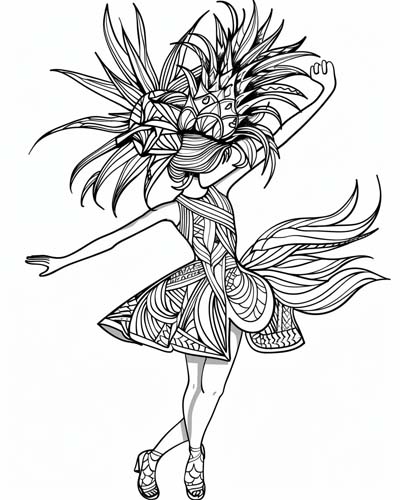 coloring page of Pina transforming into a pineapple