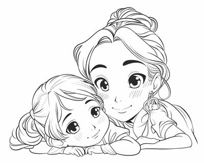 Pina and her mom coloring page