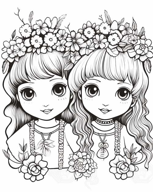 cute coloring page of Ukranian dancers
